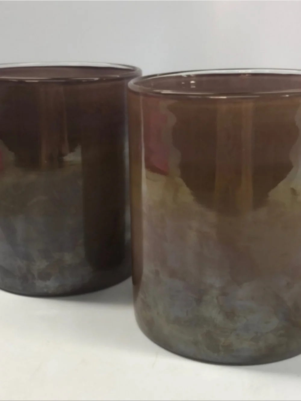 Big Opalhouse Lavender Rose Glass Pillar Candle Lantern Holder Purple Olive Jar